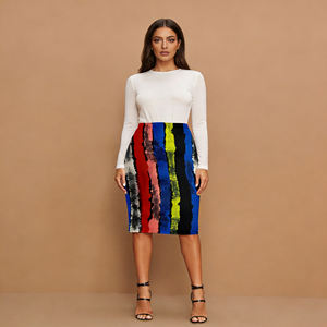 กระโปรงทรงบอดี้คอนสีสันสดใส ลายสก็อตถักโครเชต์ จีบระบาย ผ้าโพลีเอสเตอร์ผสมสแปนเด็กซ์ เอวธรรมชาติ สไตล์วินเทจ ระบายอากาศได้ดี สำหรับผู้หญิง ลดราคาพิเศษ - Product Image 5