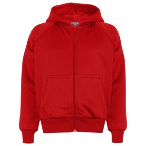 Boys Red Hooded Zipper Sweatshirt Full Sleeve Solid Color Casual Autumn Wear 100% Cotton Side Pockets Regular Fit - Product Image 1