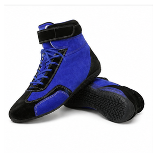 Bottes moto bleues en cuir véritable avec semelle extérieure en caoutchouc, fermeture auto-agrippante, bout fermé, antidérapantes, toutes saisons, semelle intermédiaire en EVA - Product Image 4