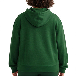 Sweat-shirt à capuche streetwear vert uni en coton molletonné respirant, personnalisé, épais, décontracté à manches longues pour homme - Product Image 2