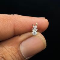 Boucles d'oreilles lapin en or massif 14 carats avec moissanite, bijoux délicats pour un usage quotidien élégant et pour les piercings