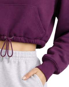 Sudadera con capucha de forro polar personalizada, color ciruela, con cremallera de cuarto, bolsillo canguro, dobladillo con cordón ajustable, estilo casual urbano, cálida, para mujer - Product Image 3