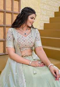 Heavy Joya Modern Silk Embroidery Zari Floor-Length Lehenga Choli for Wedding <b>Party</b> & Diwali - Product Image 3