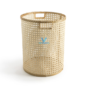 Cesta Redonda Tejida a Mano de Bambú y Ratán Rústico, Ecológica, Personalizable, Organizador de Almacenamiento para el Hogar, para Ropa y Juguetes - Product Image 1