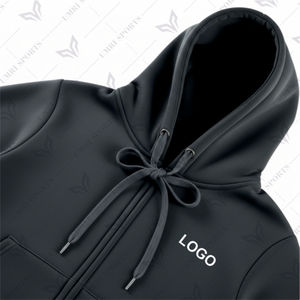 Custom LOGO UrbanCore Winter <b>Black</b> <b>Zip</b>-Up <b>Hoodie</b> Premium Cotton Blend Hooded Jacket Digital Printing Minimal Logo Design - Product Image 3