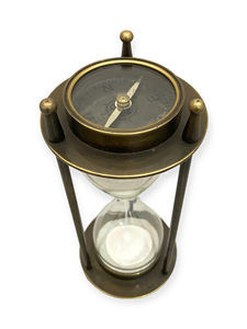 Sablier de luxe en laiton antique avec boussole intégrée et marquages des minutes - Product Image 3