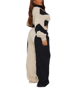 Ensemble survêtement coupe-vent color block personnalisé pour femme, deux pièces, avec pantalon de jogging court et long, respirant - Product Image 4