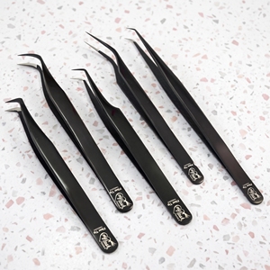 แหนบต่อขนตา CrossEdge Professional สแตนเลสสตีล ปลายเรียบ สำหรับต่อขนตาแบบวอลลุ่มและแยกเส้น - Product Image 1