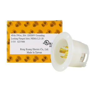 Enchufe Eléctrico Hubbell Compatible J-535 con Bloqueo Giratorio, Entrada con Brida NEMA L21-20, 20A 120/208V para Equipos Industriales - Product Image 6