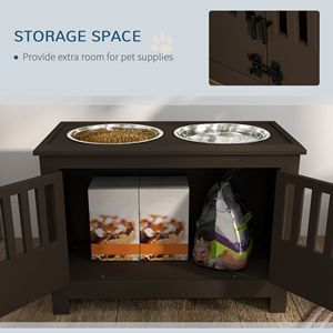 Mobiletto contenitore per cibo per cani Espresso con ciotole rialzate in ceramica e stazione di alimentazione lenta per cani - Product Image 5