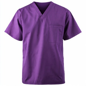 Professional Medical Unisex Knitted <b>Scrub</b> Top with Custom Logo Breathable Comfortable - Product Image 2