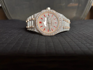 I&U Luxury Non-Waterproof Iced Out Moissanite Pave Men's Automatic Mechanical Watch with Auto <b>Date</b> - Product Image 1
