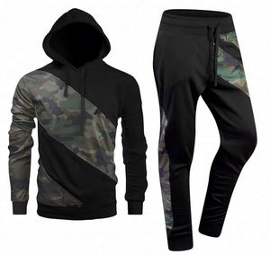 Ensemble de survêtement pour homme avec blocs de couleur, sweat-shirt à fermeture éclair à manches longues, poches latérales, vêtement décontracté respirant, col à capuche, style hiver - Product Image 4