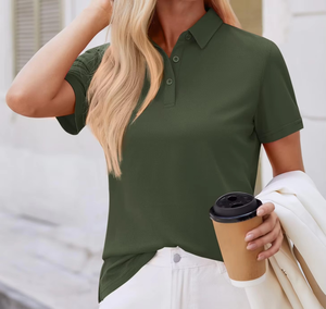 Camiseta Polo Moderna para Mujer, Lisa, Mezcla de Algodón, Transpirable, Informal, Fabricación de Marca Personalizada OEM - Product Image 2