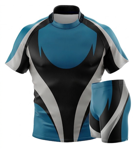 Maillot de rugby géométrique jaune, noir et blanc pour homme, manches courtes, en polyester respirant, coupe athlétique, impression sublimée - Product Image 3
