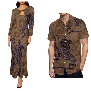 Vestido Largo de Sirena con Estampado Tribal Polinesio para Mujer, Camisas a Juego para Hombre, Conjunto de Ropa Personalizada para Parejas - Product Image 2