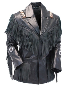 Handcrafted <b>Mens</b> Cowboy Fringe Leather Jacket <b>Black</b> Western Rodeo <b>Coat</b> <b>Long</b> Tassel Ranch Country Wear Wholesale OEM Jacket - Product Image 5