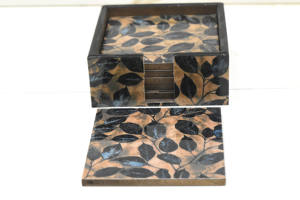 Ensemble de 6 supports de sous-verres en MDF écologiques personnalisables, en bois poli pour table, décoration de mariage et de salle à manger, tapis et dessous de plat, logo personnalisé - Product Image 5