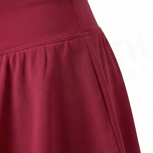 Mini-jupe trapèze rouge pour femme, taille élastique, en mousseline, à volants évasés, couleur unie, respirante, style toutes saisons - Product Image 5