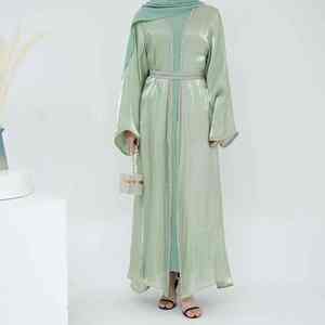 ชุดอาบายะห์มุสลิมทันสมัยสไตล์แชมเปญสุดหรูสำหรับผู้หญิง ดีไซน์เปิดด้านหน้าแบบดูไบ เรียบร้อย สบายๆ น้ำหนักเบา ระบายอากาศได้ดี ยาวคลุมถึงพื้น ช่วงเอวเข้ารูป - Product Image 2