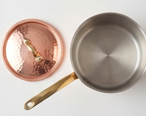 Copper Sauce <b>Pan</b> With Hammered Design And Lid Handmade Vintage Style For Home Kitchen Use And Induction Cooker Use - Product Image 3