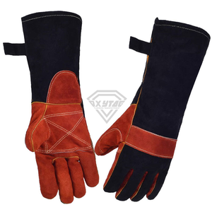 Custom Split Cowhide Leather Welding <b>Gloves</b> Heat Resistant <b>Long</b> Cuff Safety Work <b>Gloves</b> for MIG TIG Stick Welding PPE - Product Image 1