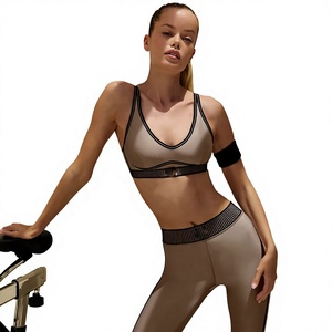 Ensemble décontracté 2 pièces pour femme, couleur unie, leggings de yoga en tricot, soutien-gorge de sport, respirant, écologique, séchage rapide, 100% coton, fitness - Product Image 5