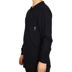 Camisa de Manga Larga Unisex Resistente al Fuego, Transpirable, de Algodón, Ignífuga, Ropa de Trabajo de Seguridad Industrial, Color Azul Marino - Product Image 4