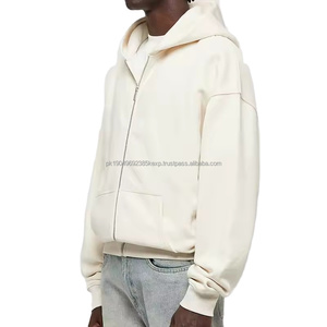 Couleur beige bleu clair Offres Spéciales veste à capuche personnalisée grande taille sweat à capuche chaud teinture unie belle qualité sweat à capuche zippé recadrée - Product Image 5