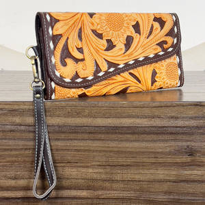 Nuevo Bolso de Mano de Cuero con Diseño de Girasol para Mujer, Cartera Larga Occidental de Alta Calidad y Elegante para Efectivo y Tarjetas de Crédito - Product Image 2