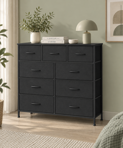 Commode industrielle noire à 8 tiroirs, meuble de rangement en métal pour chambre à coucher, design autoportant - Product Image 5