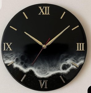 Ocean Wave Glass Wall <b>Clock</b> Silent Quartz AA <b>Battery</b> Operated 8 Inch Contemporary Design for Living Room Bedroom - Product Image 5