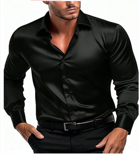 Nouvelle chemise formelle pour homme en tissu de soie tricoté, collection Printemps-Automne 2026, anti-plis et écologique - Product Image 3