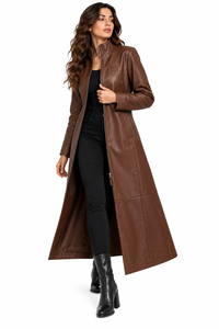 Abrigo Largo de Piel de Oveja Genuina Personalizado para Mujer, con Cierre Completo, Cuello Alto, Abrigo de Cuero de Longitud Completa, Ropa de Invierno Premium para Mujer - Product Image 4