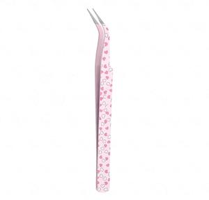 Pince à épiler pour cils à motif cœur rose, en acier inoxydable, pointe de précision - Product Image 3