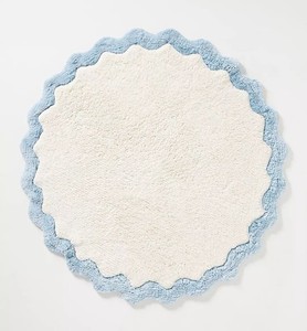 Tapis de bain rond en coton 100% tufté à bord festonné, luxueux, fait main, doux et absorbant - Product Image 4