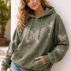 Sudadera con Capucha de Mariposa con Pedrería Personalizada al por Mayor para Mujer - Suministro Directo de Fábrica OEM a Granel - Product Image 6