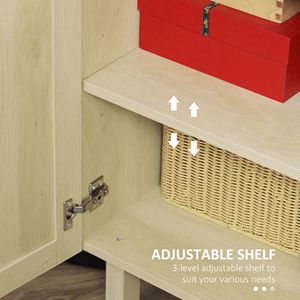 Mobiletto Boho con 3 Ante Regolabili in Rattan Naturale per Soggiorno, Cucina e Garage - Product Image 6