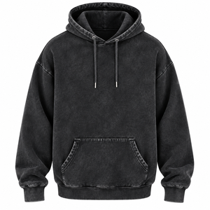Sudadera con Capucha Oversize Unisex Lavada de Felpa Francesa 100% Algodón, Casual, con Bolsillo y Parche Bordado Personalizado, para Invierno - Product Image 3
