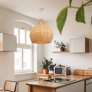 Wholesale Rattan Pendant Lampshade Handwoven Hanging <b>Light</b> Natural Woven Lamp <b>Shade</b> for Living Room <b>Kitchen</b> Decor OEM ODM - Product Image 6