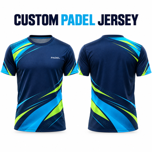 เสื้อแพเดลแบบกำหนดเองสำหรับผู้ชาย ไซส์ใหญ่ แห้งเร็ว ระบายอากาศได้ดี ป้องกันรังสียูวี ป้องกันแบคทีเรีย เสื้อยืดกีฬาตาข่าย ปักลาย 3 มิติ สำหรับทีม - Product Image 1
