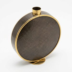 Vase de table en fer forgé fait main de 20 cm, forme de lune en laiton antique, disque martelé, élégant, pour décoration intérieure, hôtel, mariage, cadeau de table - Product Image 3