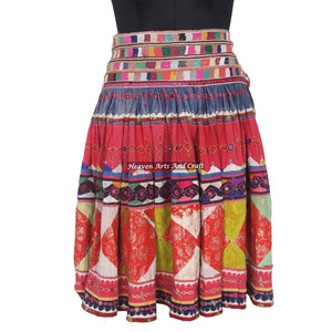Real Vintage Banjara Embroidery Drawstring Skirt Handmade <b>Art</b> Women Skirts - Product Image 1