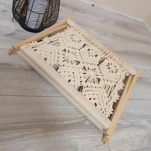 Soporte de Macramé para Libros, Plegable, de Madera, Decoración para Rincón de Lectura, Estilo Boho, Cesta de Almacenamiento para Libros, para Sala de Estar u Oficina - Product Image 2