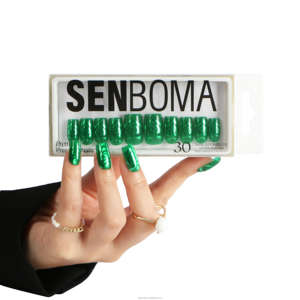 เล็บปลอมแบบกดติด ดีไซน์เองได้ ทรงสั้น สี่เหลี่ยม ประดับกลิตเตอร์ วัสดุ ABS สไตล์ฝรั่งเศส ไม่ต้องใช้แรงกด 24 ชิ้น สำหรับนิ้วมือ - Product Image 5