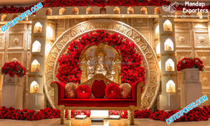 Vibrante escenario de recepción de boda de fusión del sur de Asia escenario de Boda Judía con toque tradicional decoración de escenario de fusión de boda asiática - Product Image 5