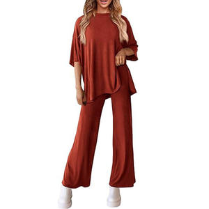 Conjunto Deportivo Informal de 2 Piezas para Mujer, en Algodón Sólido, con Sudadera y Pantalones Deportivos, Corte Holgado, Ecológico - Product Image 1