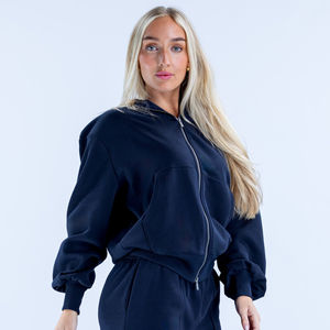 Women Winter <b>Hoodie</b> Streetwear Oversized Zip Printed Custom Front Casual Urban Fashion <b>Fleece</b> 100% Cotton <b>Lined</b> 220g Wholesale - Product Image 3