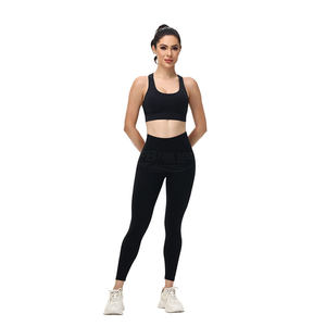 Ensemble 2 pièces sans couture pour femme : débardeur de sport respirant pour la gym, la course et le yoga, et soutien-gorge de sport uni très élastique à fermeture avant - Product Image 2