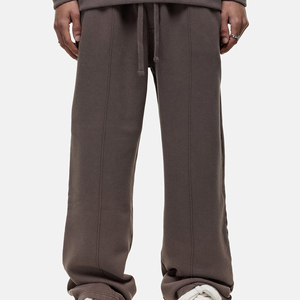 Pantalones Deportivos de Algodón Marrón para Hombre, Cintura Elástica con Cordón, Corte Holgado Informal, Pierna Recta, Bolsillos Laterales, Ropa de Otoño - Product Image 4